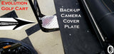 Evolution Golf Cart Back-up Camera Cover in Polished Aluminum Diamond Plate