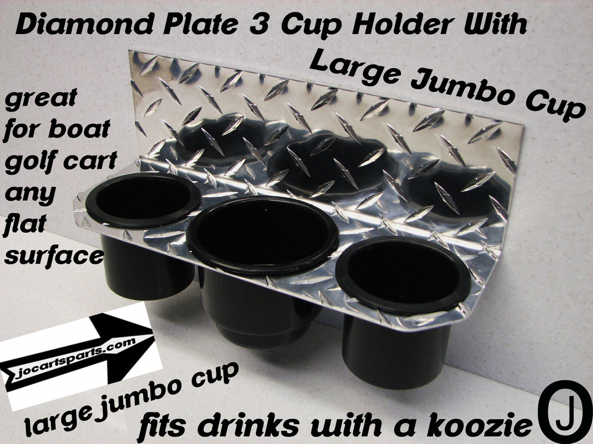 Pontoon Boat 2 JUMBO Cup Drink Holder Aluminum Diamond Plate Fits