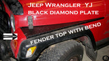 Jeep Wrangler YJ Aluminum Diamond Plate Full 40" long Fender Covers With Bend
