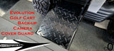 Evolution Golf Cart Back-up Camera Cover in Polished Aluminum Diamond Plate