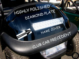 Club Car PRECEDENT golf cart Highly Polished Aluminum Diamond plate Name Cover