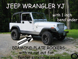 JEEP YJ Wrangler Diamond plate Rocker Panels no cut outs & / 90° 1" BEND 6 Wide