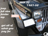 Jeep wrangler YJ Polished Aluminum Diamond Plate Full Top Fender Covers 40" long