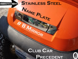Club Car PRECEDENT golf cart Highly Polished Aluminum Diamond plate Name Cover