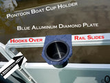 Pontoon Boat Aluminum Diamond Plate Cup Holder fits 1 inch Side Fence Rails
