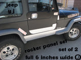 JEEP Wrangler YJ Polished Aluminum Diamond Plate Side Rocker Panel Set 6'' Wide
