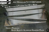 Jeep Wrangler TJ Aluminum Diamond Plate no cut out Rockers & Fender Bend set