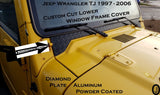 Jeep TJ Wrangler Custom Cut Polished Aluminum Diamond Plate Window Frame Cover