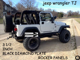 Jeep TJ Wrangler 3 1/2" Wide Polished Aluminum Diamond Plate Rocker Panel Set