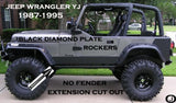 Jeep Wrangler YJ Aluminum Diamond Plate Rocker Panel set No Cut Outs 6'' Tall