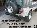 JEEP YJ WRANGLER 3 PC DIAMOND PLATE REAR BODY ARMOR CORNER GUARD KIT