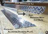 JEEP Wrangler YJ Polished Aluminum Diamond Plate Side Rocker Panel Set 6'' Wide