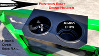 Pontoon Boat 2 Jumbo Cup Drink Holder Aluminum Diamond Plate Fits 1 inch Rail