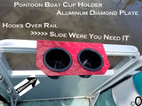 Pontoon Boat 2 Cup Holder Aluminum Diamond Plate Fit 1 Inch Fence Rail