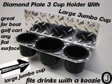 POLARIS RANGER CREW 1 JUMBO 3 Cup Drink Holder Aluminum Diamond plate