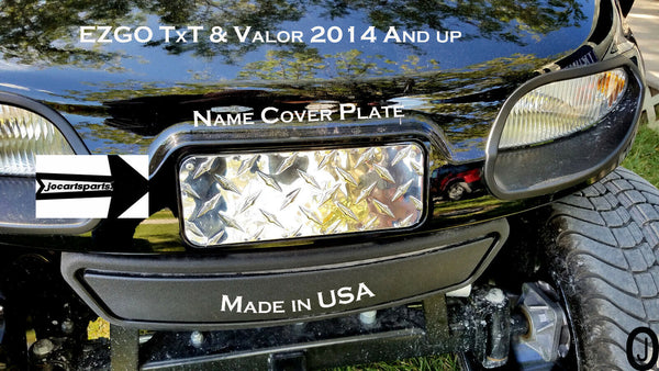 Ezgo TxT 2014 & up Golf Cart Highly Polished Aluminum Diamond Plate Name Cover