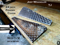 Jeep YJ Wrangler Aluminum Diamond Plate 24" long Fender Covers With Bend