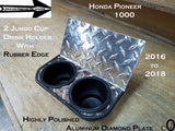 Honda Pioneer 1000 Jumbo Dash Cup Holder Aluminum Diamond Plate With Rubber Edge