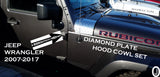 Jeep Wrangler JK 2pc Polished Aluminum Diamond Plate Hood Cowls Set