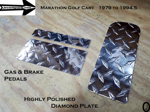 Ezgo Marathon Golf Cart Highly Polished Diamond Plate Pedal Set