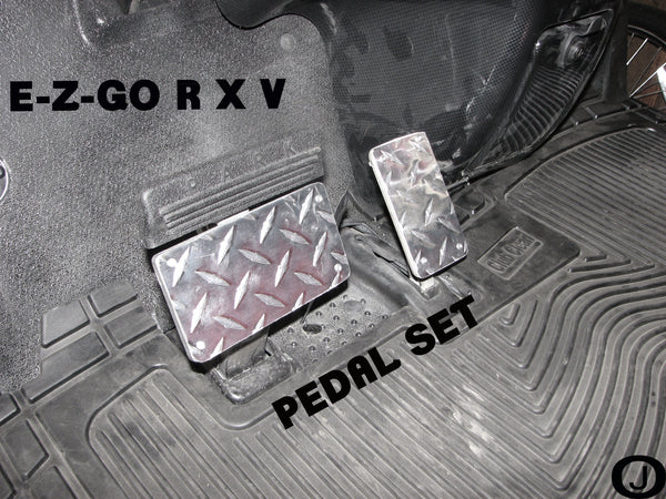 Ezgo RXV golf cart Highly Polished Aluminum Diamond Plate Pedal cover Set
