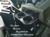 Honda Pioneer 700 Glossy Black Aluminum Dash Jumbo Cup Holder With Rubber Edge