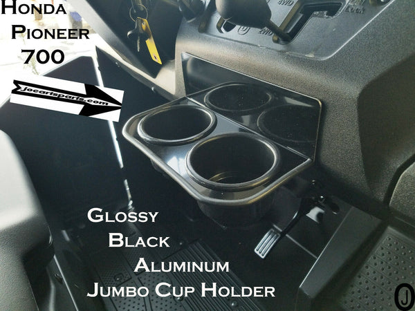 Honda Pioneer 700 Glossy Black Aluminum Dash Jumbo Cup Holder With Rubber Edge