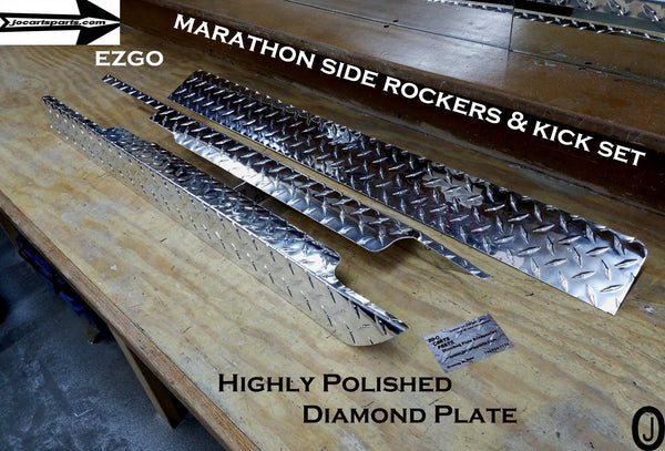 EZGO Marathon Aluminum Diamond Plate Side Rocker Panels & Kick Plate 3 pc set