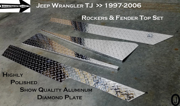 Jeep Wrangler TJ Aluminum Diamond Plate Rockers With cut out & Fender Bend set