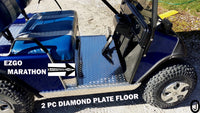 EzGo MARATHON Golf Cart Highly Polished Aluminum Diamond Plate 2 pc Floor Cover