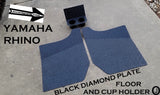 Yamaha Rhino Aluminum Diamond Plate FLOOR & CUP Holder Set