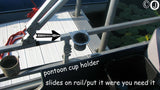 Pontoon Boat Diamond Plate Cup Holder fits 1 1/4 inch Rails