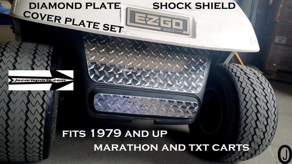 Ezgo Golf Cart Highly Polished Aluminum Diamond Plate Shock Shield cover Set