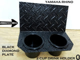 Yamaha Rhino Center Dash 2 Cup Holder Polished Aluminum Diamond plate