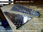 Jeep YJ Wrangler Aluminum Diamond Plate 24" long Fender Covers With Bend