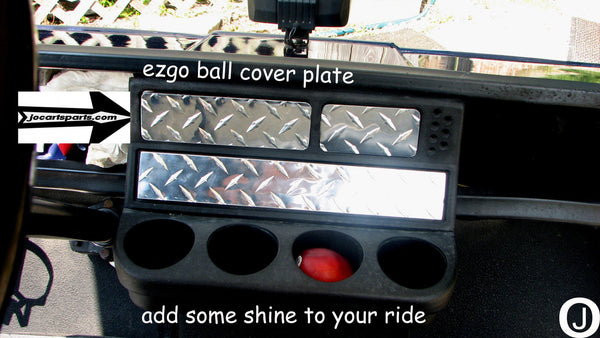 Ezgo Golf Cart Highly Polished Aluminum Diamond Plate Ball Holder Cover