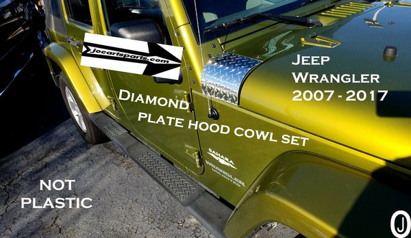Jeep Wrangler JK 2pc Polished Aluminum Diamond Plate Hood Cowls Set