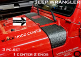 Jeep wrangler TJ Highly Polished Aluminum Diamond Plate 3 Piece Upper Hood Cowl Set
