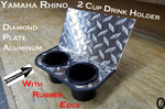 Yamaha Rhino Dash 2 Cup Holder Diamond plate Aluminum with Rubber Edge