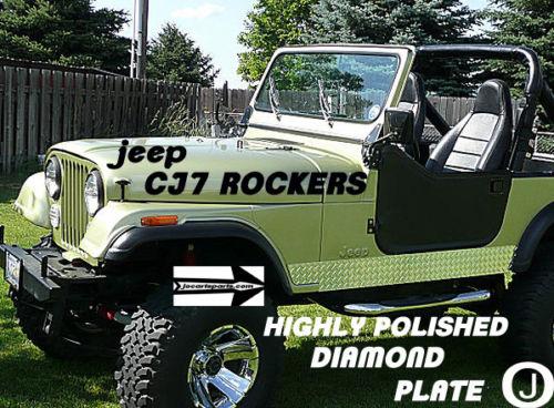 Jeep CJ7 Highly Polished Aluminum Diamond Plate Side Rocker Panel Set 6'' Wide
