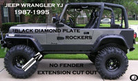 Jeep Wrangler YJ Aluminum Diamond Plate Rocker Panel set No Cut Outs 6'' Tall