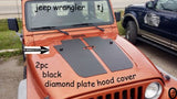 Jeep Wrangler TJ 2pc Aluminum Diamond Plate Hood Cover With 2 Washer Holes