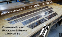 Jeep Wrangler TJ 3 1/2" Aluminum Diamond Plate Rocker & Short Corner Set