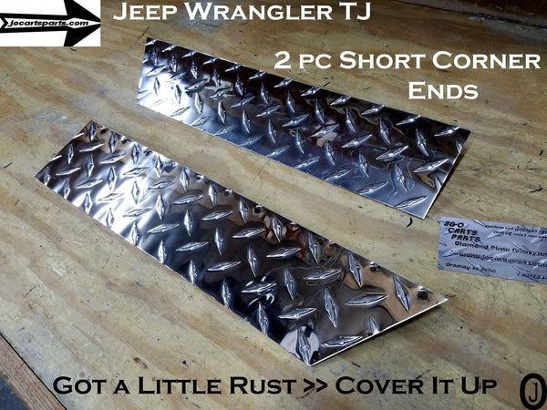 Copy of Jeep Wrangler TJ Aluminum Diamond Plate 2 pcs set 3 1/2" tall Short Corner Ends