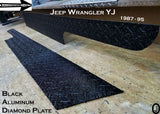 JEEP Wrangler YJ Polished Aluminum Diamond Plate Side Rocker Panel Set 6'' Wide